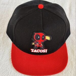 Deadpool Tacos Marvel Baseball Cap Black Red Wide Snapback Hat